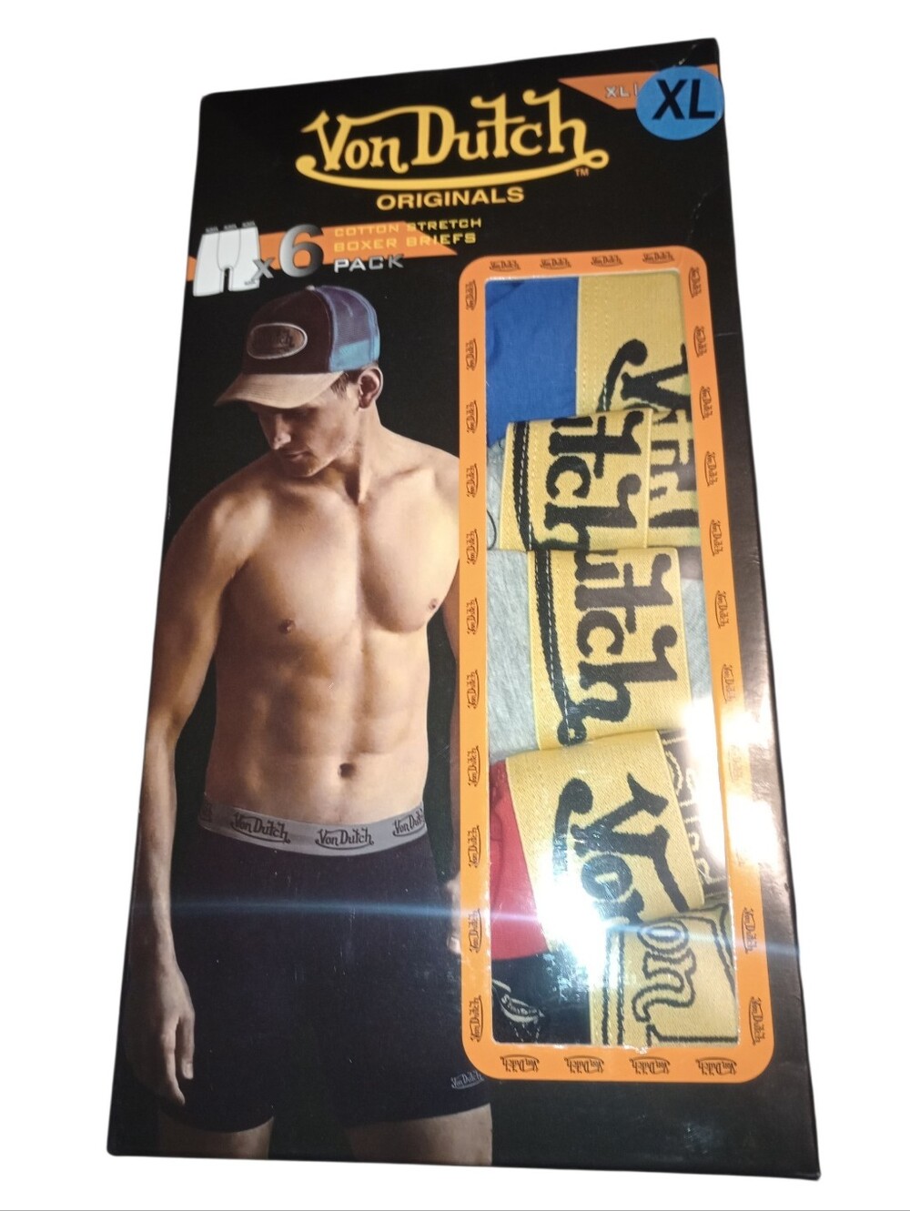Von Dutch Cotton Boxer Brief 6-Pack, Size XL, New In Sealed Box, NWT